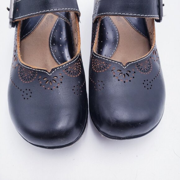 L'Artiste by Spring Step Aneria Black Leather Buckled Clogs Slip On Open Back 38 - Picture 7 of 10